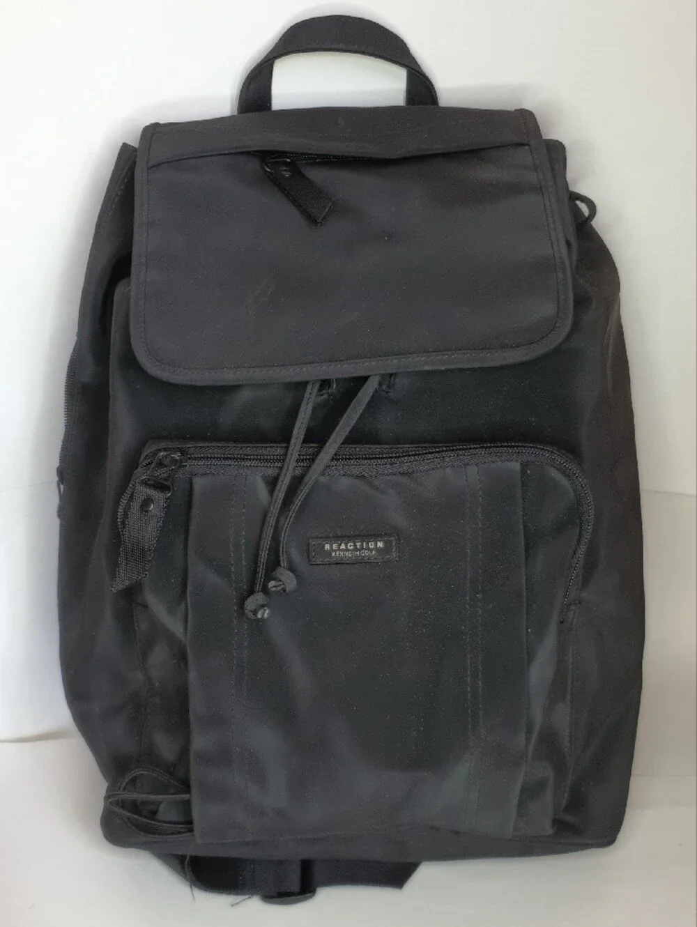 Reaction Kenneth Cole Black Drawstring Nylon Backpack + Free Gift